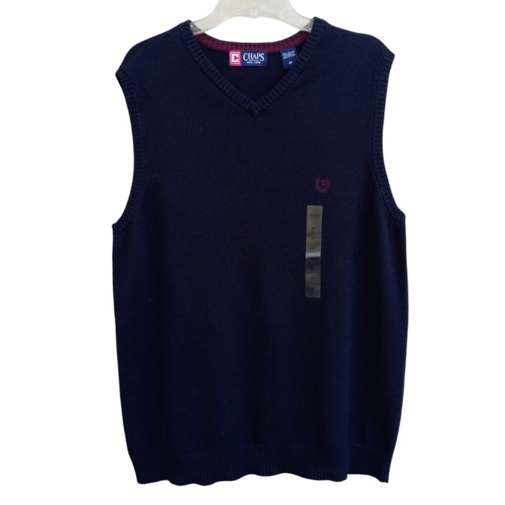 Chaps blue V-neck sweater vest sz M NEW